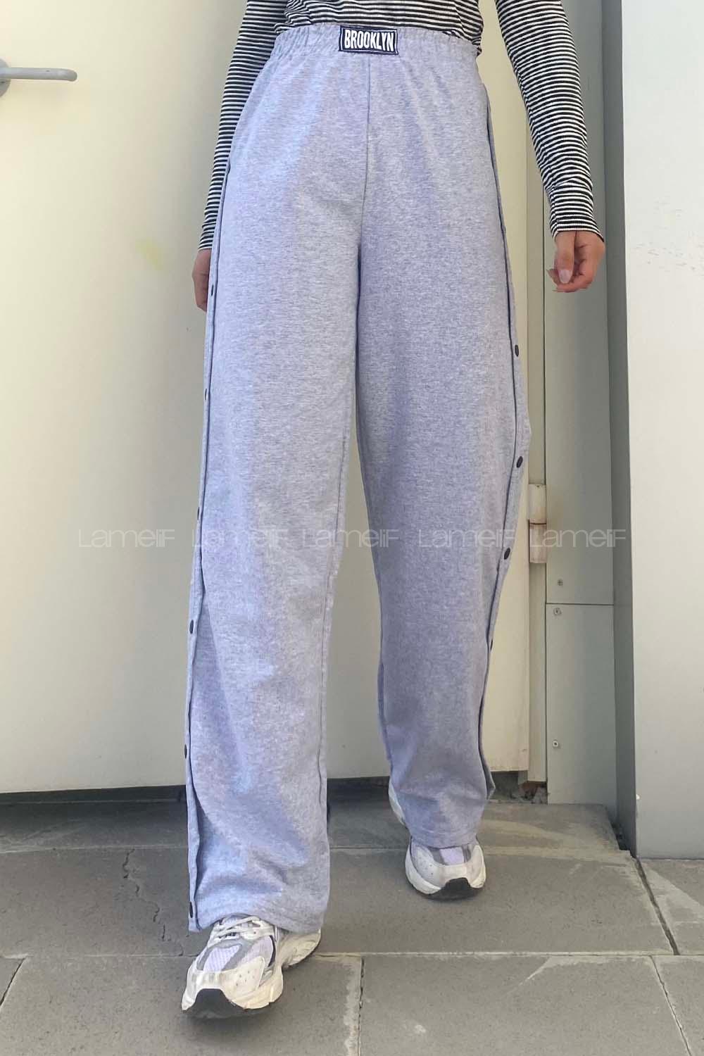 Modalamelif Brooklyn Yanı Çıtçıtlı Eşofman Gri