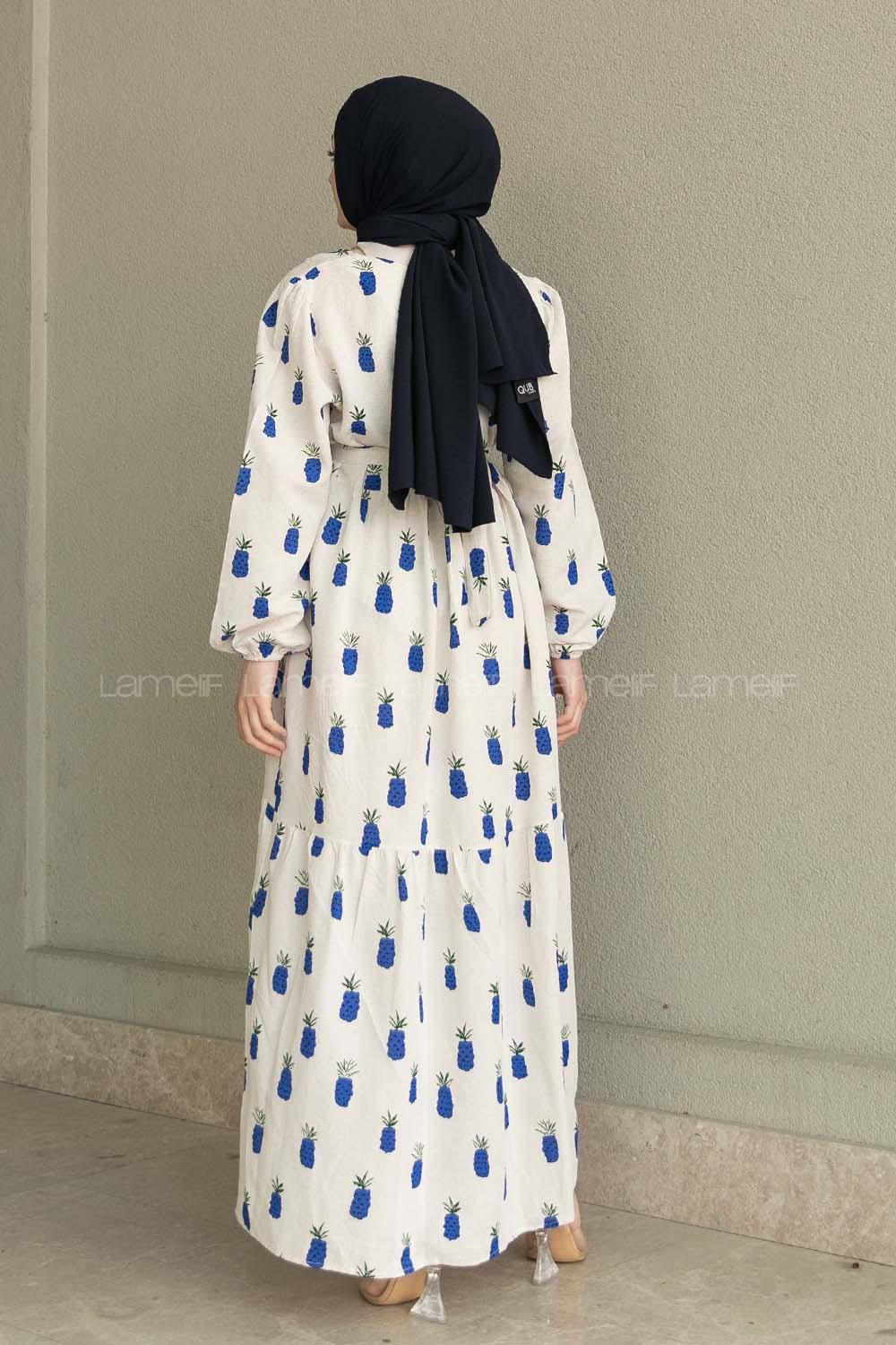 Bone Sax Crew Neck Linen Printed Dresess