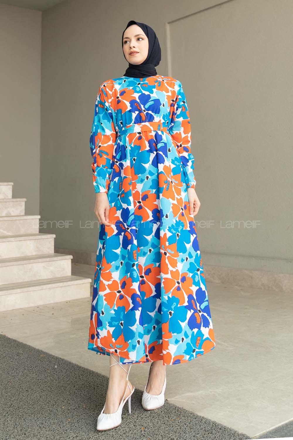 Saxe Crew Neck Poplin Fabric Unprinted Dresess