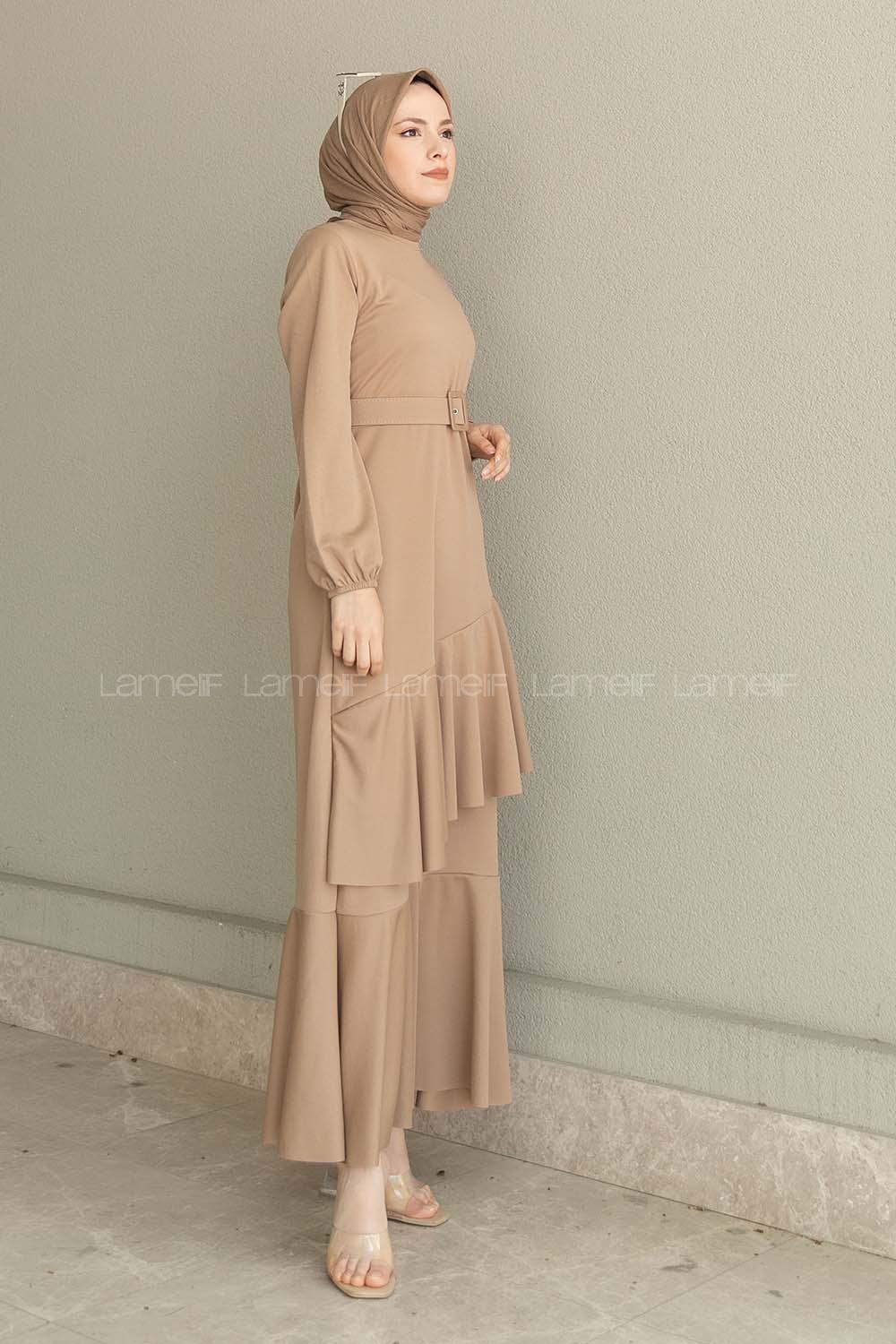 Brown With Milk Medium Crew Neck Knitwear Unprinted Dresess