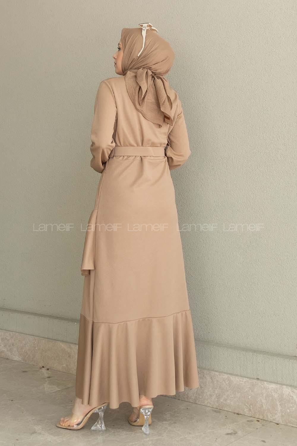 Brown With Milk Medium Crew Neck Knitwear Unprinted Dresess