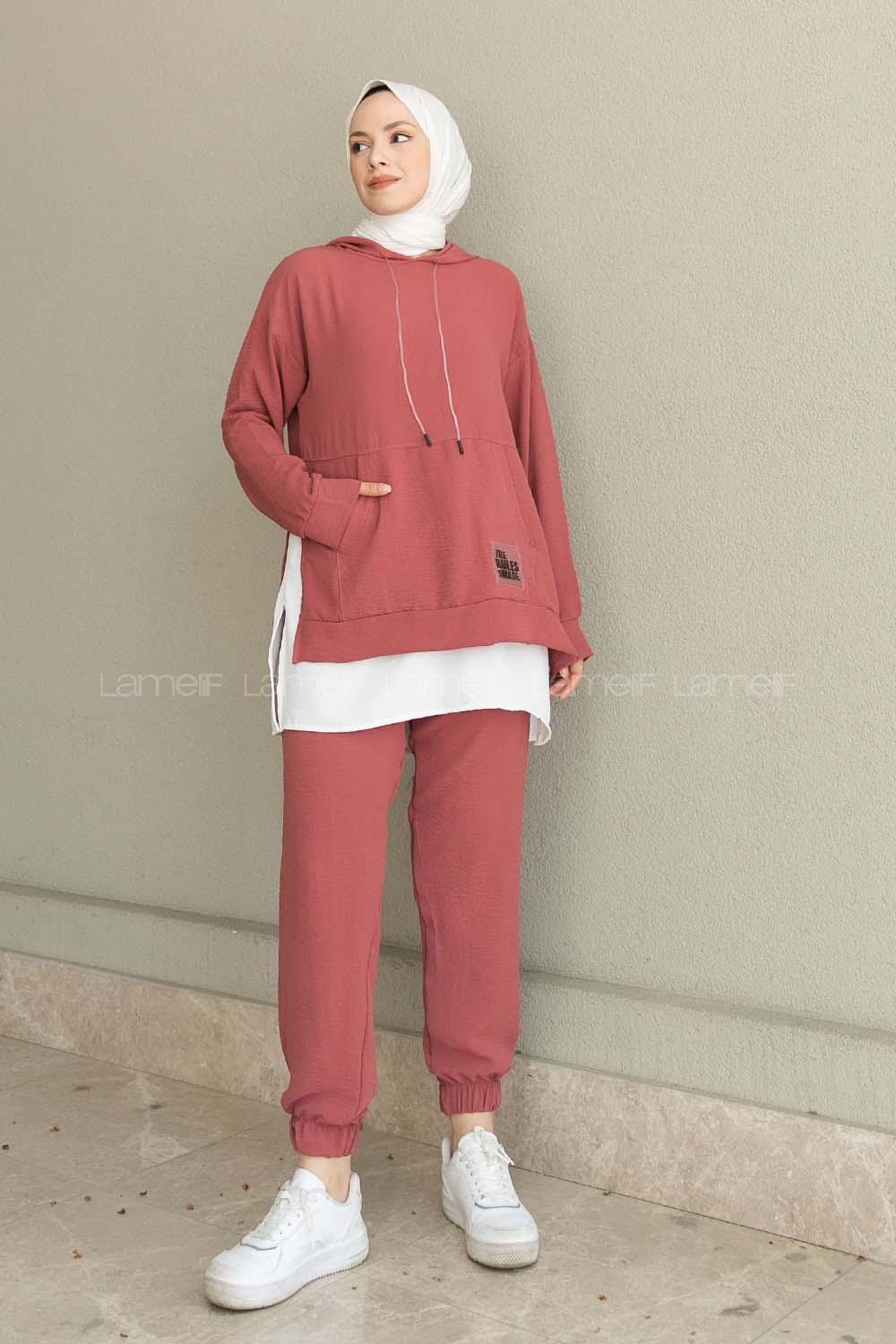 Rose Hood Neck Long Arm Without Accessories Ayrobin Elastic Trousers Comfortable Suit