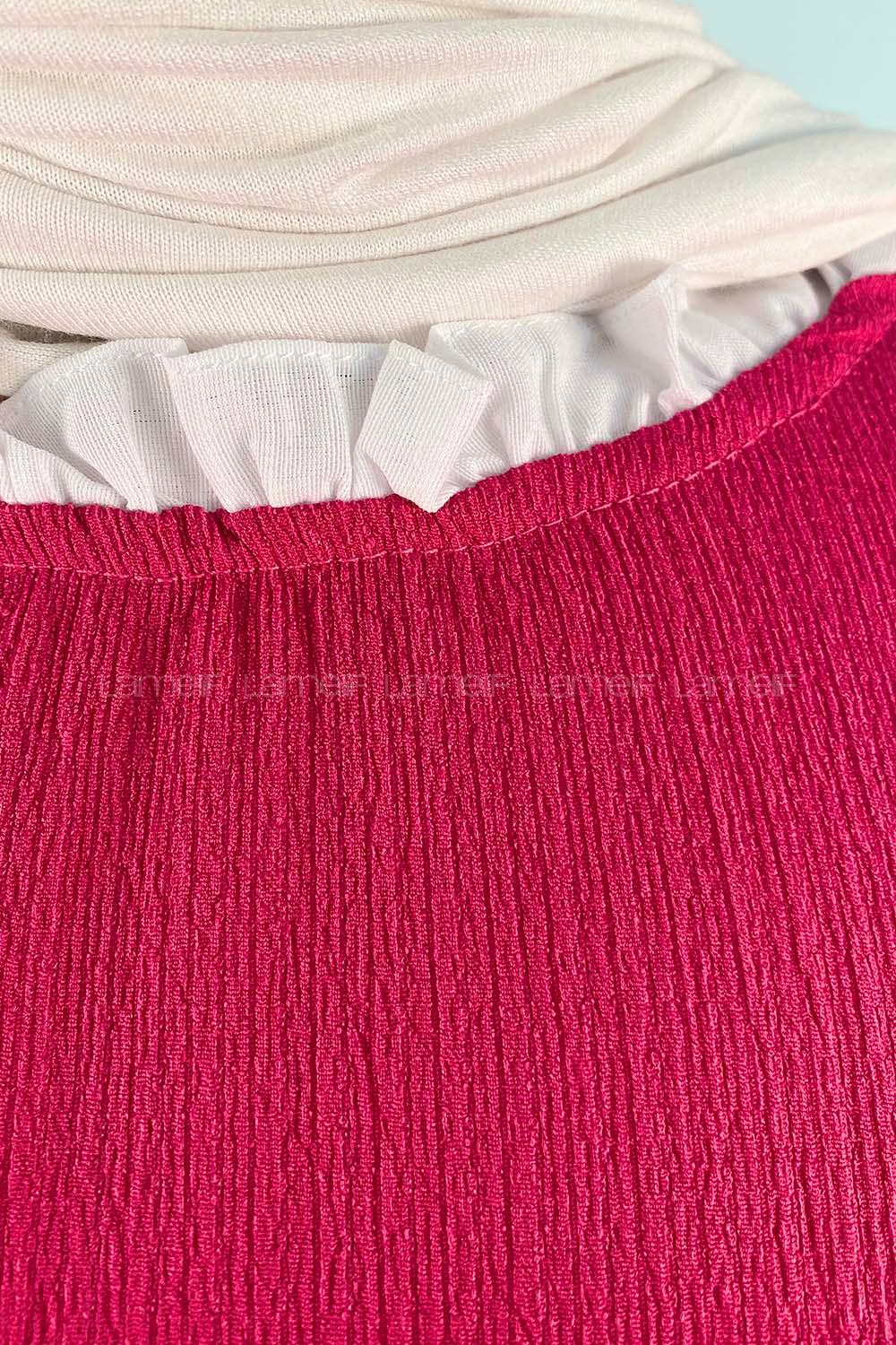 Fuchsia Crew Neck Long Arm Without Accessories Crepe Fabric Regular Trousers Comfortable Suit