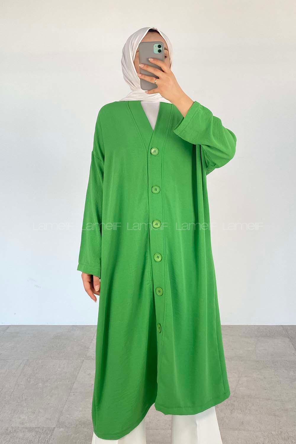 Green Loose Crew Neck Long Arm Knitwear Cardigan