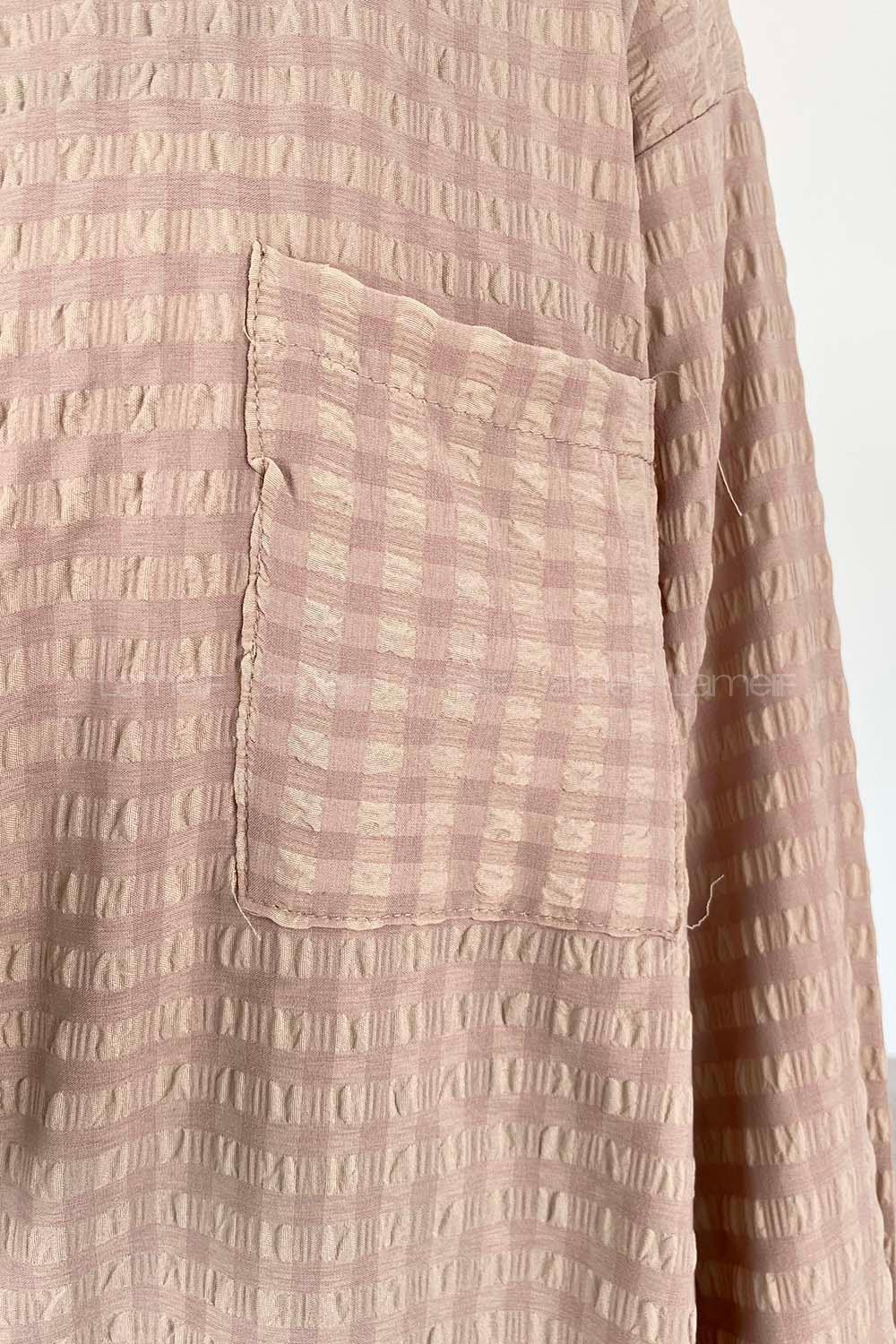 Beige Shirt Collar Long Arm Cotton Fabric Unprinted Shirt