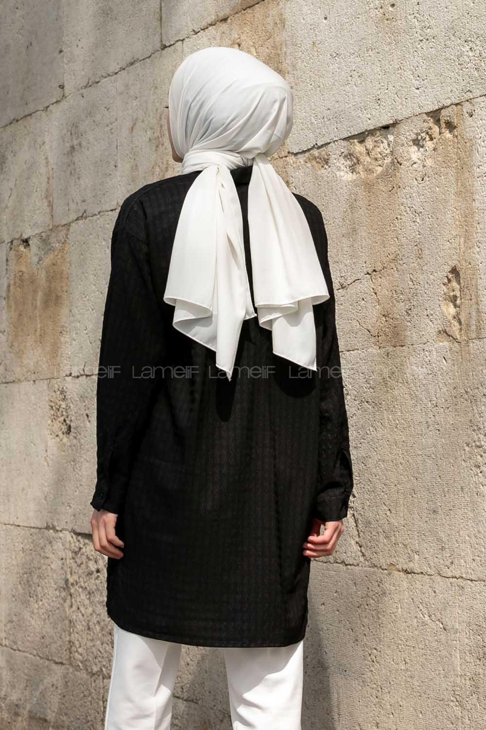 Black Shirt Collar Long Arm Cotton Fabric Unprinted Shirt