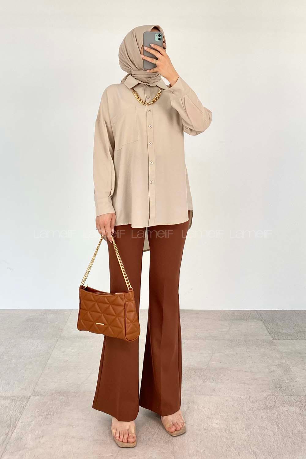 Stone Shirt Collar Long Arm Cotton Unprinted Shirt