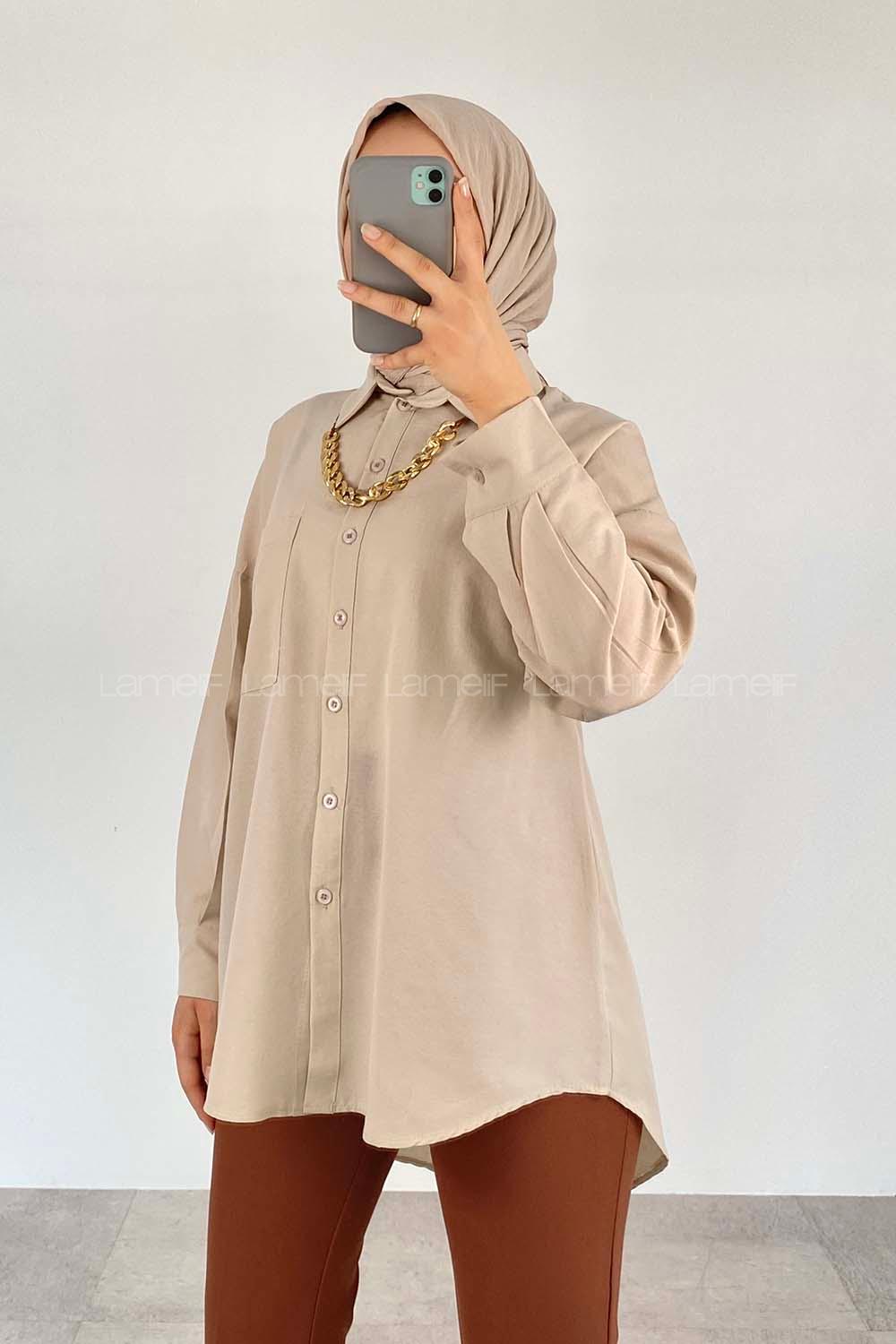 Stone Shirt Collar Long Arm Cotton Unprinted Shirt