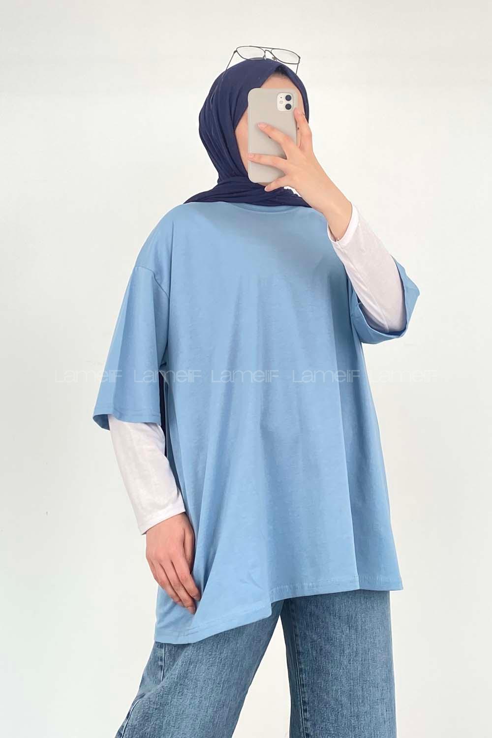 Blue Crew Neck Short Arm Cotton Unprinted T-shirt