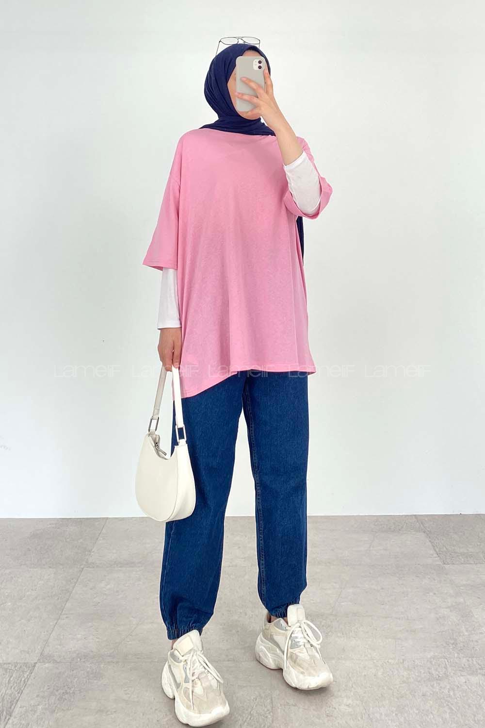 Powder Crew Neck Short Arm Cotton Unprinted T-shirt