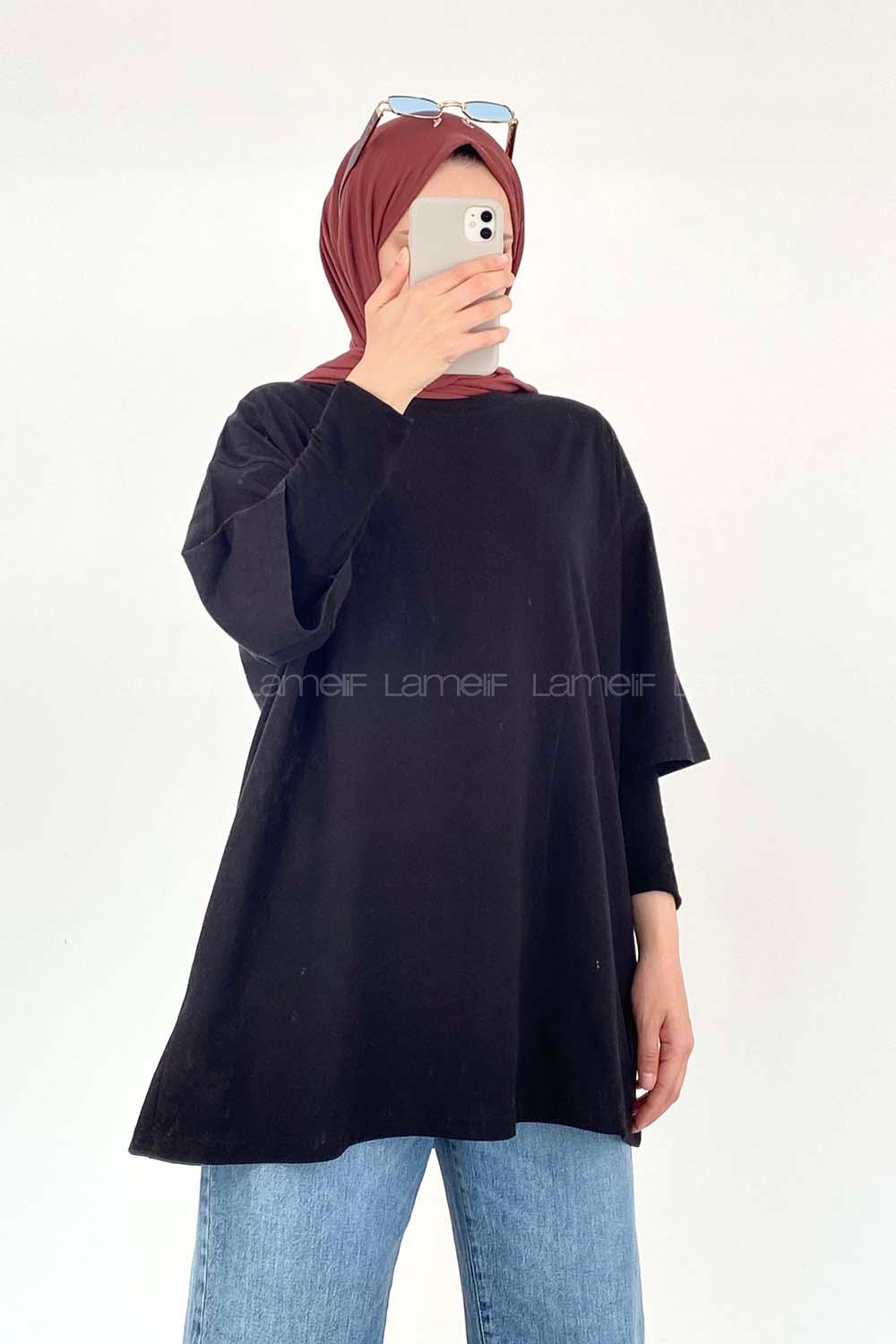 Black Crew Neck Short Arm Cotton Unprinted T-shirt