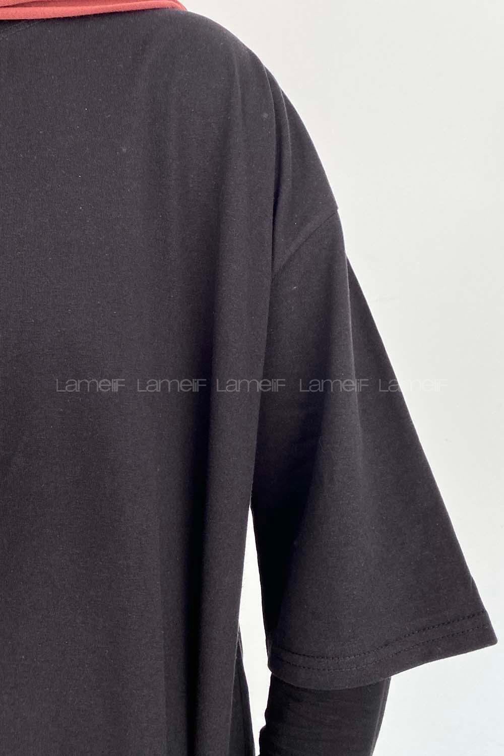 Black Crew Neck Short Arm Cotton Unprinted T-shirt