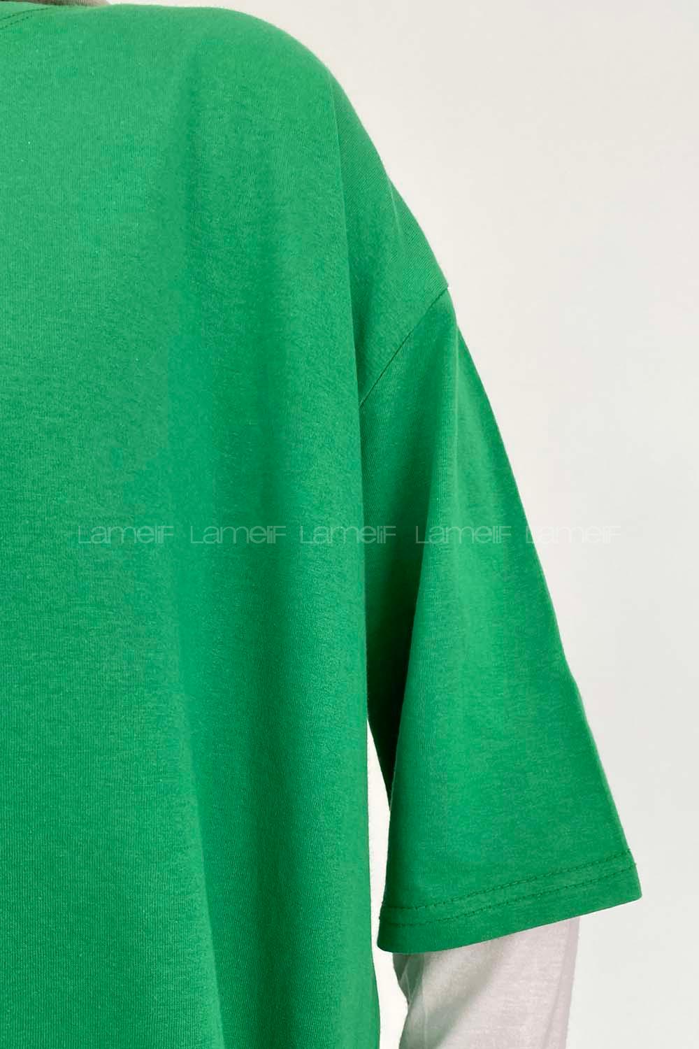 Green Crew Neck Short Arm Cotton Unprinted T-shirt