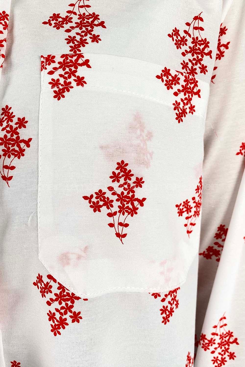 Red Shirt Collar Long Arm Cotton Shirt