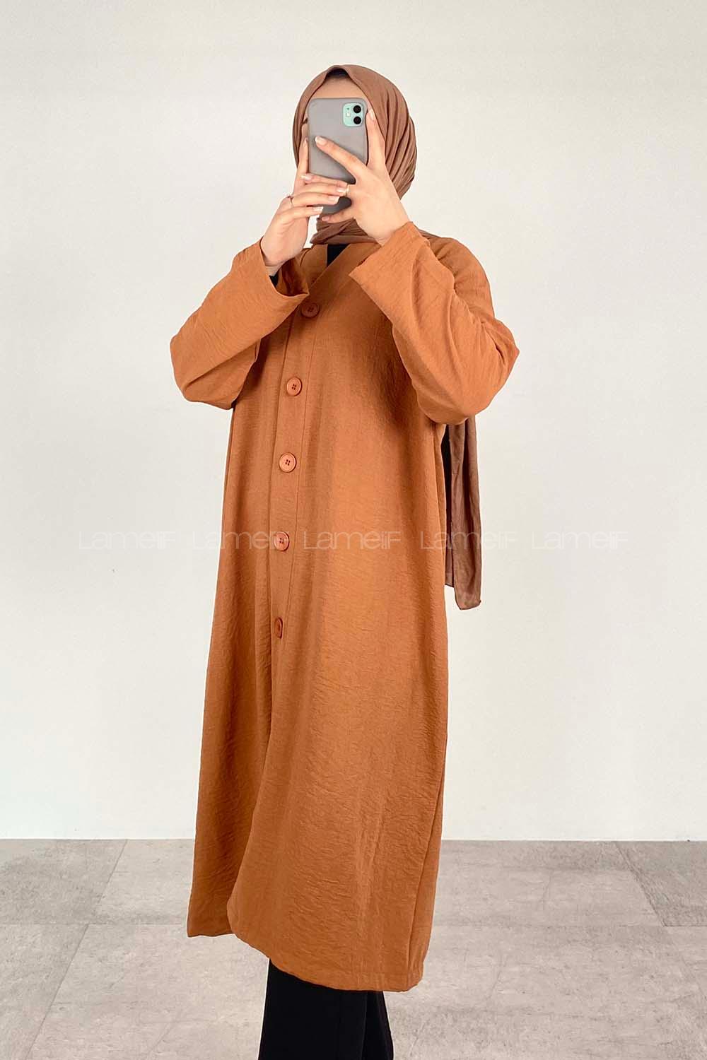 Camel Loose Crew Neck Long Arm Knitwear Cardigan