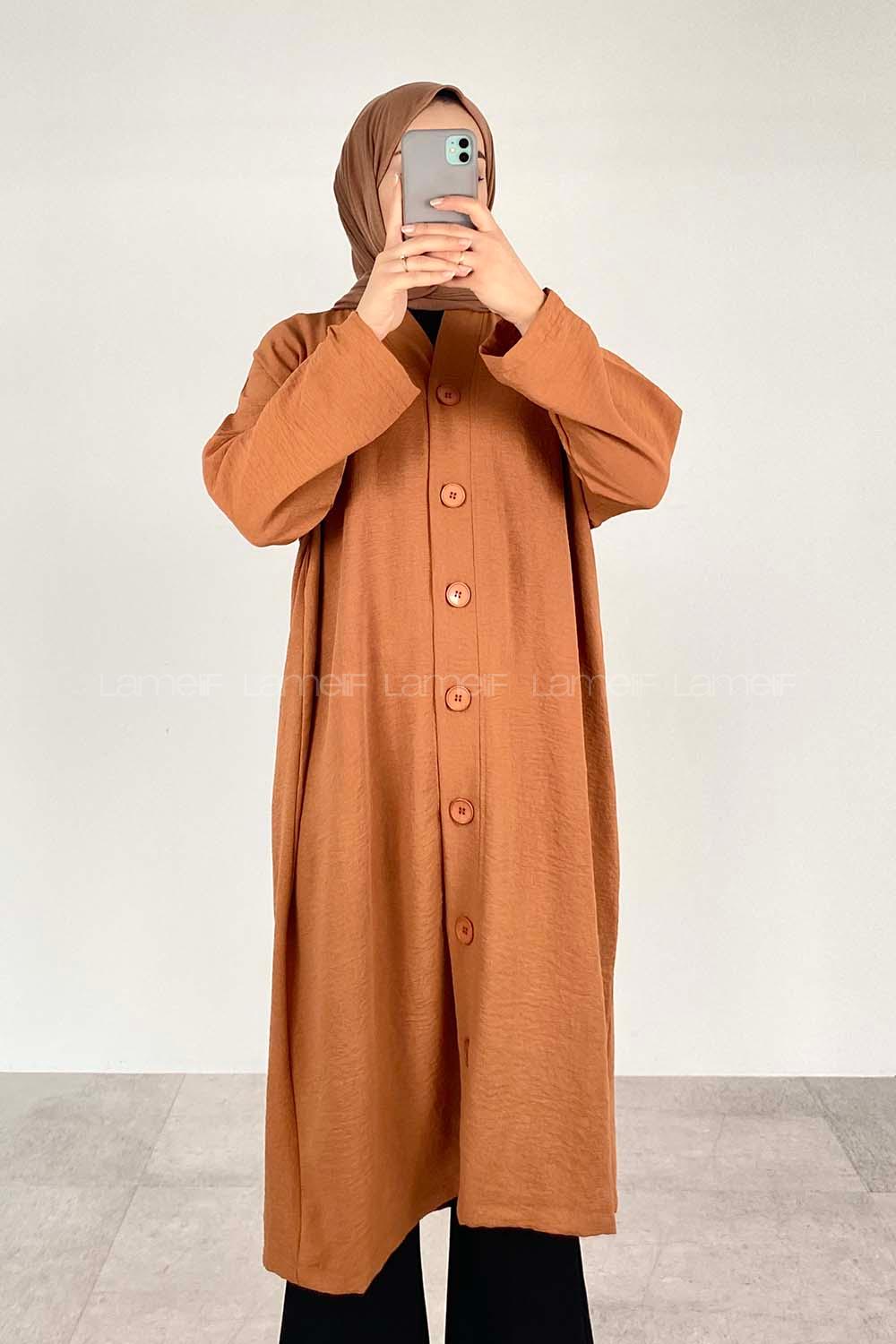 Camel Loose Crew Neck Long Arm Knitwear Cardigan