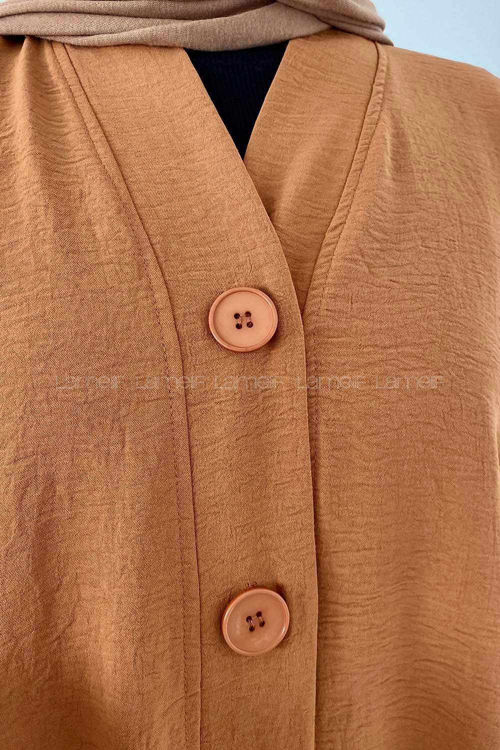 Camel Loose Crew Neck Long Arm Knitwear Cardigan