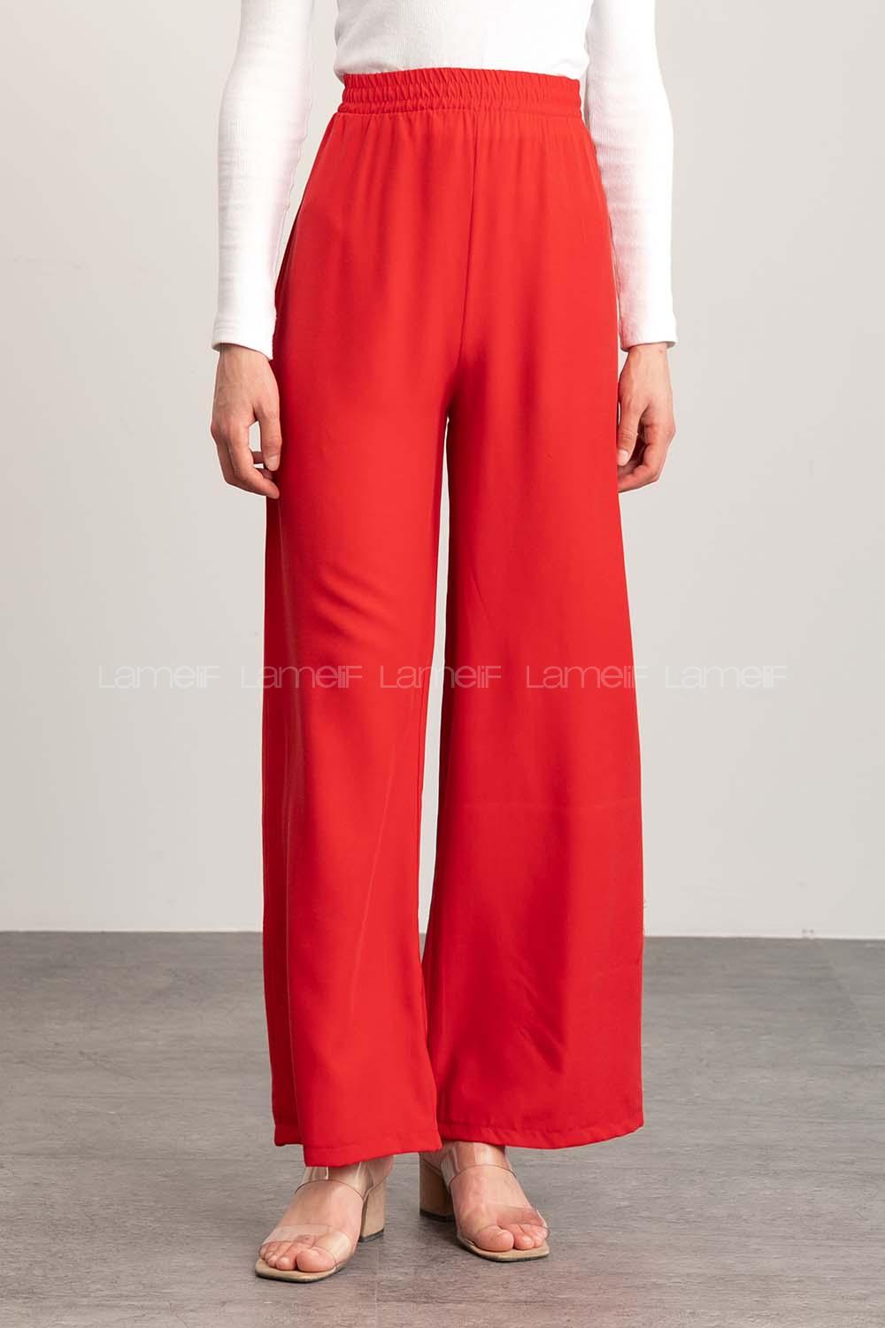 Red Cotton High Waist Comfortable Pants