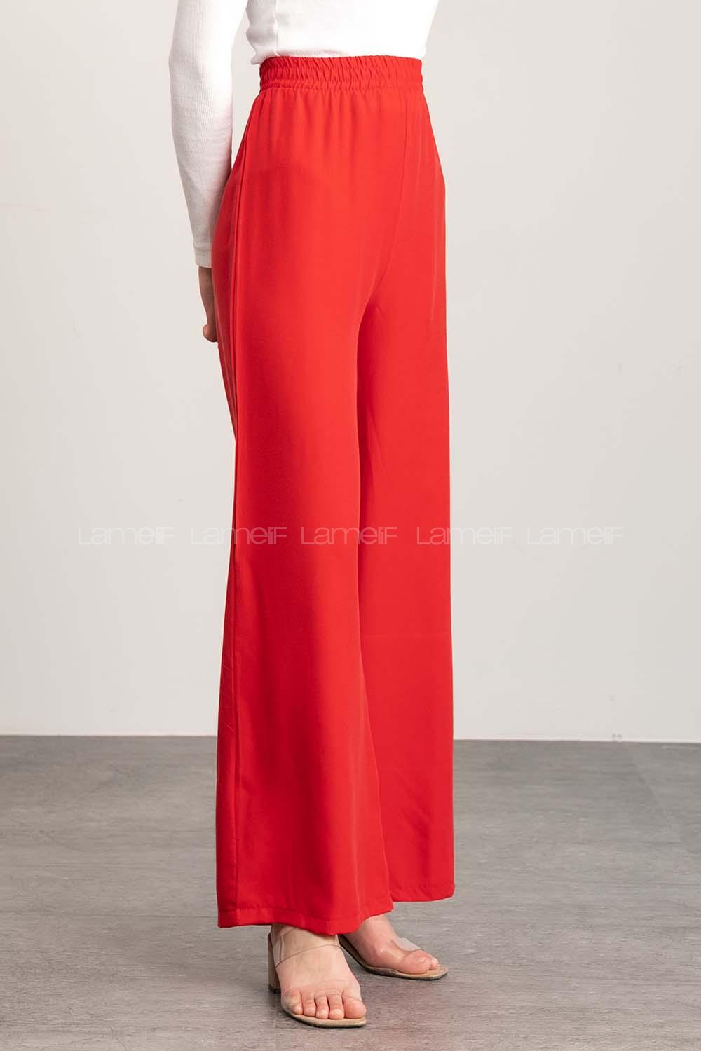 Red Cotton High Waist Comfortable Pants