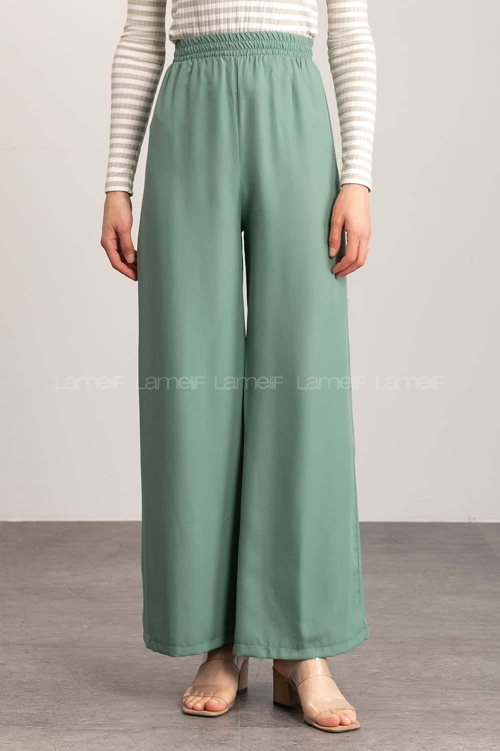 Mint Green Cotton High Waist Comfortable Pants