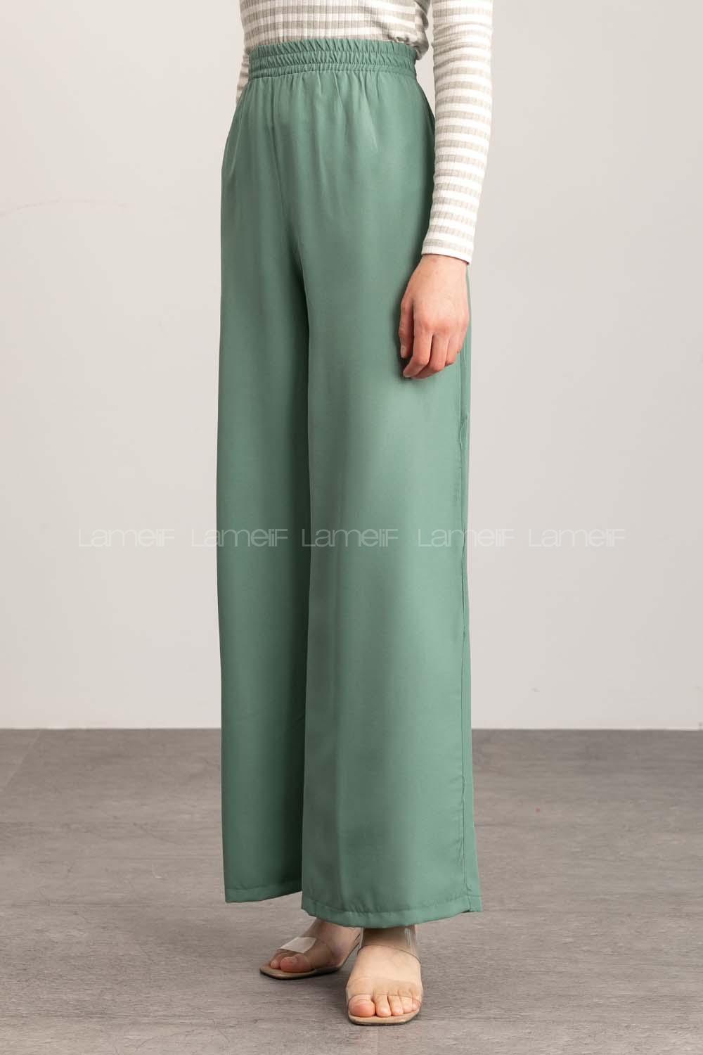 Mint Green Cotton High Waist Comfortable Pants