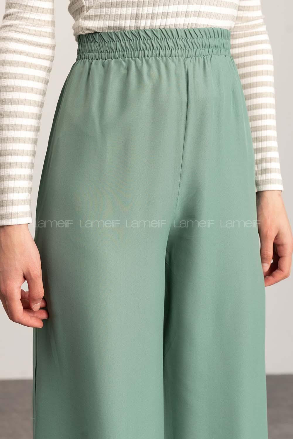 Mint Green Cotton High Waist Comfortable Pants