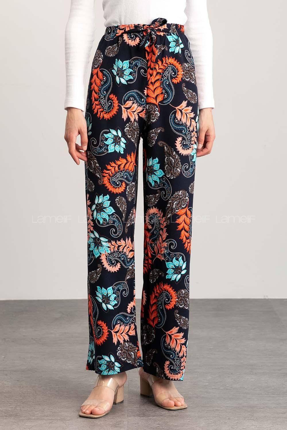 Navy Blue Cotton High Waist Comfortable Pants