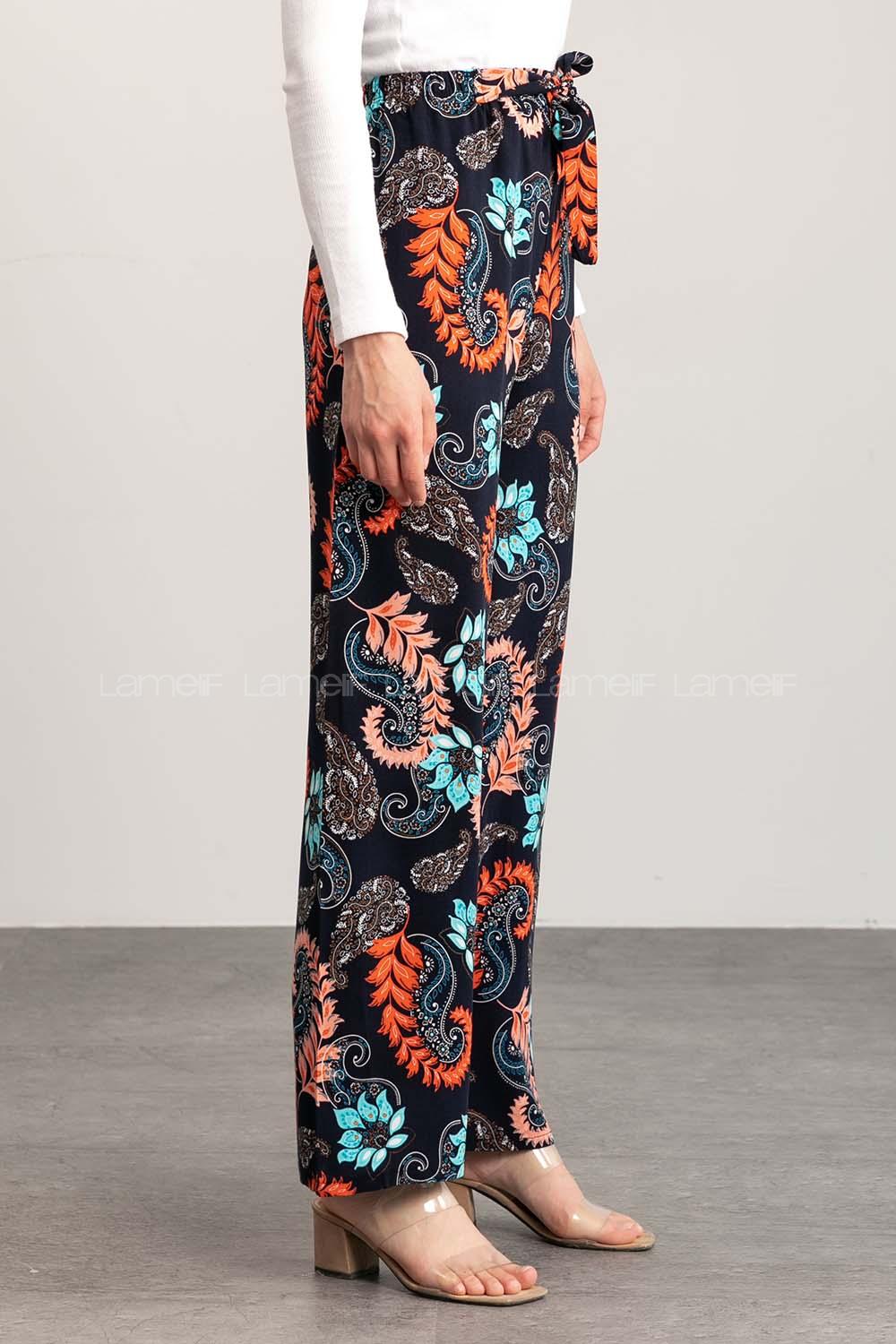 Navy Blue Cotton High Waist Comfortable Pants