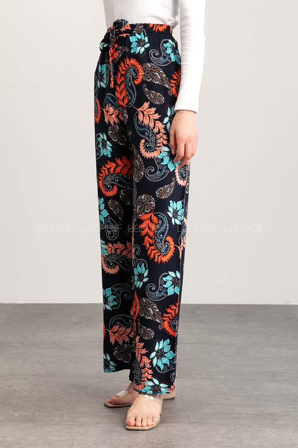 Navy Blue Cotton High Waist Comfortable Pants