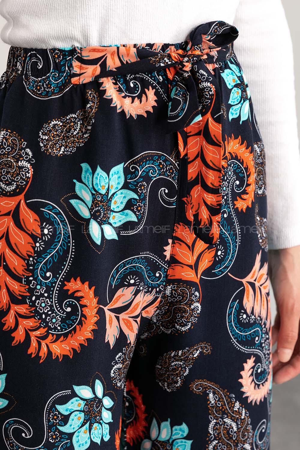 Navy Blue Cotton High Waist Comfortable Pants