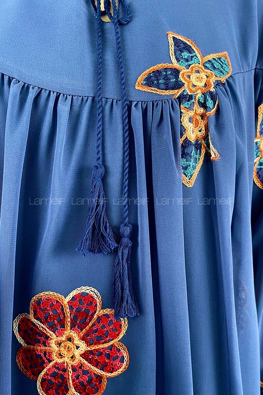 Indigo Crew Neck Printed Tunic