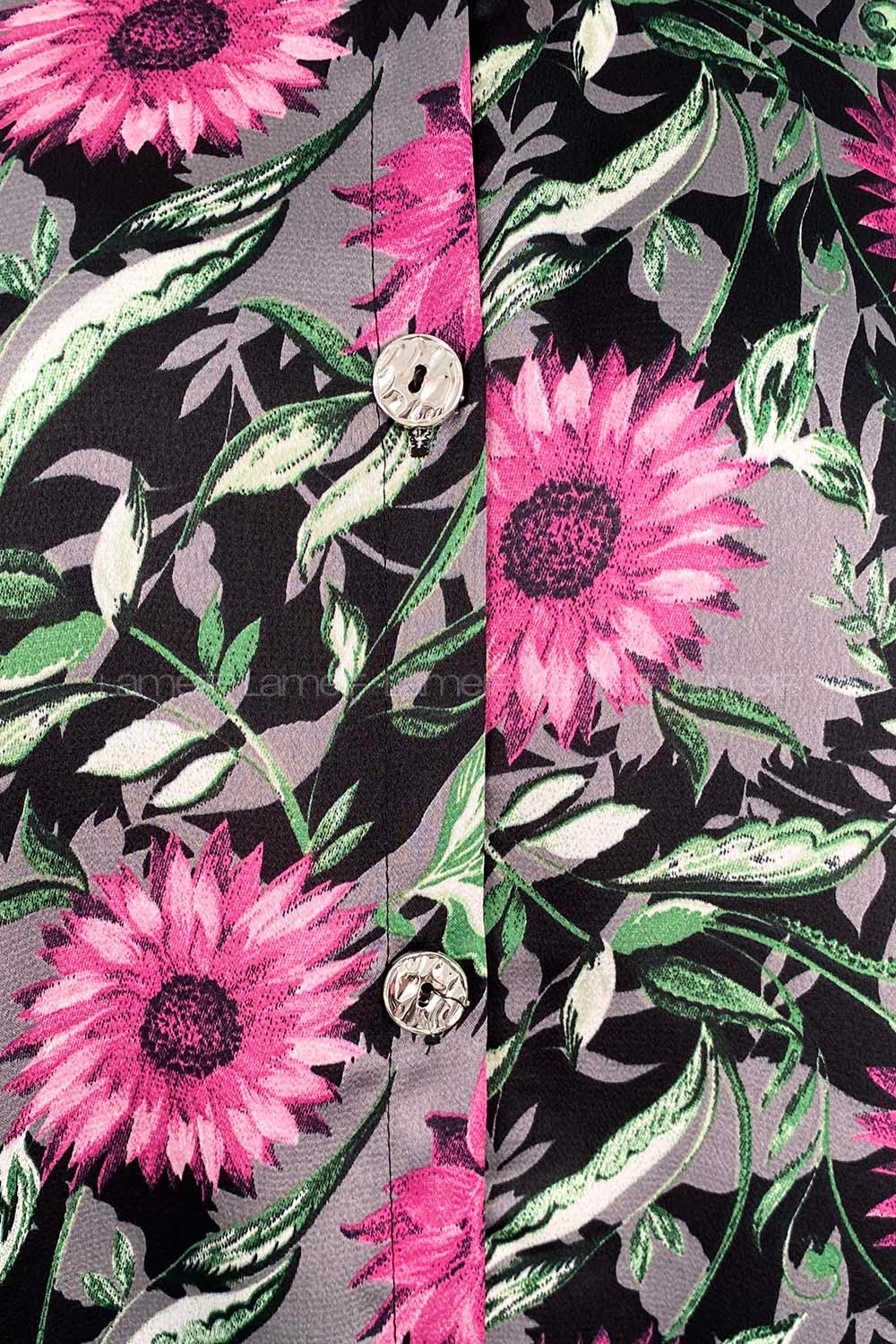 Black Shirt Collar Long Arm Cotton Fabric Printed Shirt