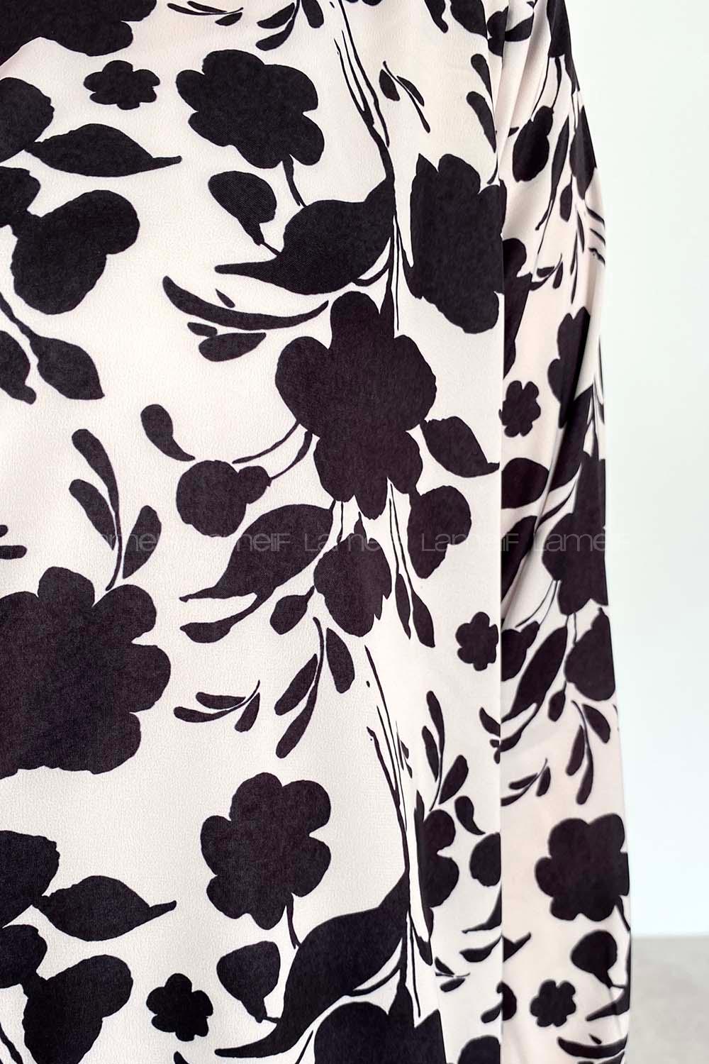 Black White Shirt Collar Long Arm Cotton Fabric Printed Shirt