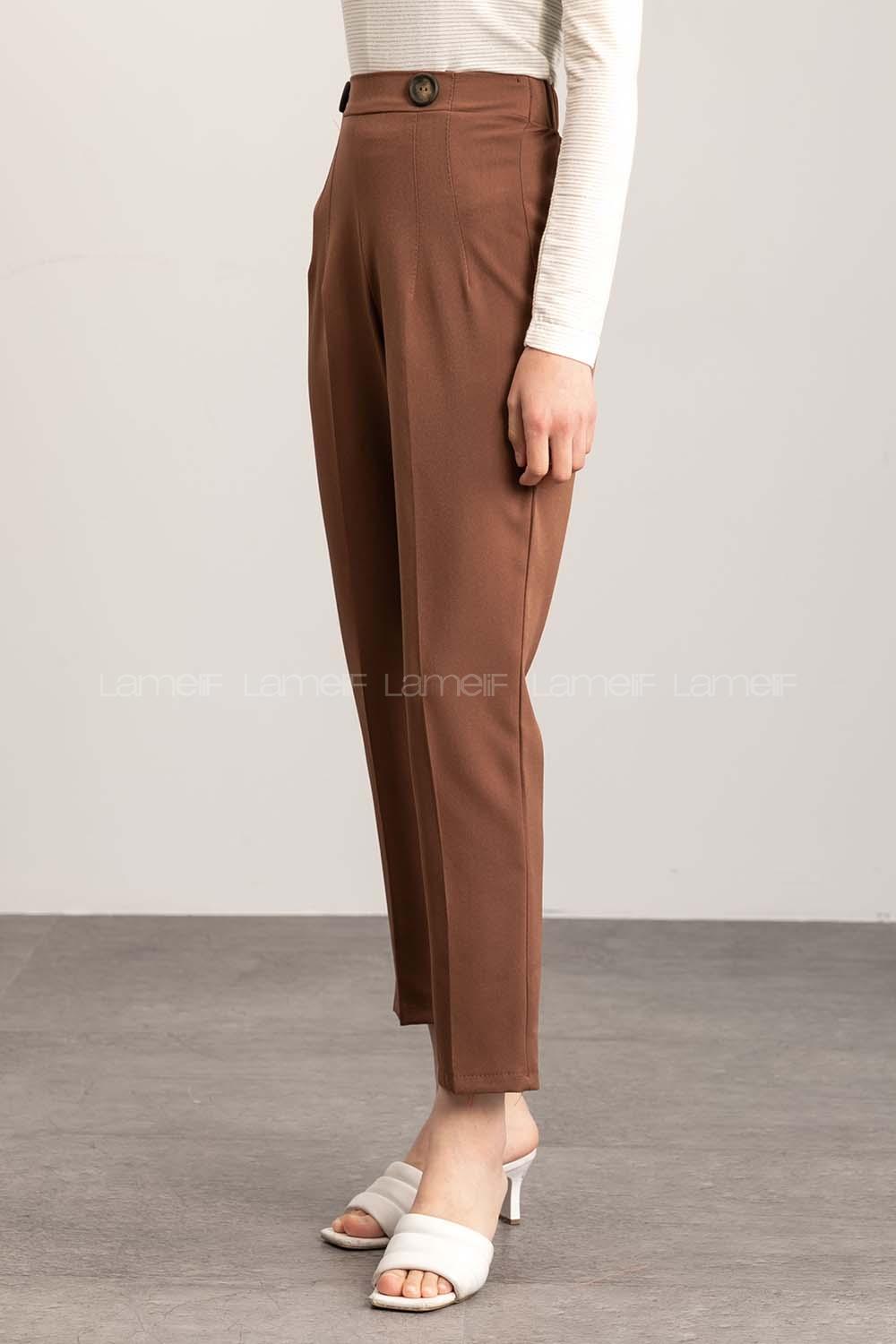 Bitter Brown Cotton Fabric High Waist Comfortable Pants