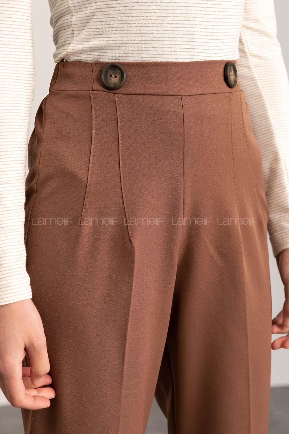 Bitter Brown Cotton Fabric High Waist Comfortable Pants