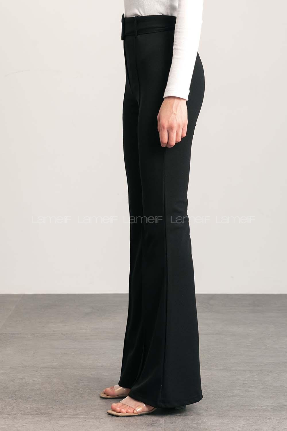 Black Cotton Fabric High Waist Material Pants