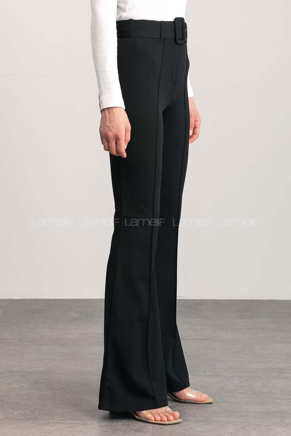 Black Cotton Fabric High Waist Material Pants