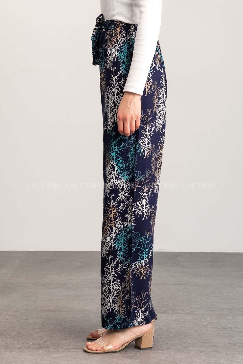 Navy Blue Cotton High Waist Comfortable Pants