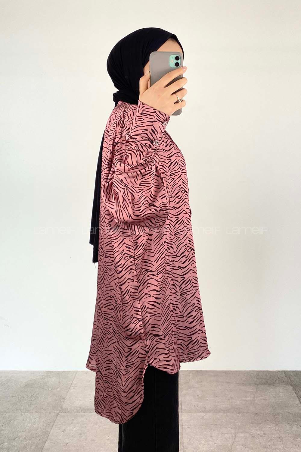 Pink Shirt Collar Long Arm Cotton Unprinted Shirt