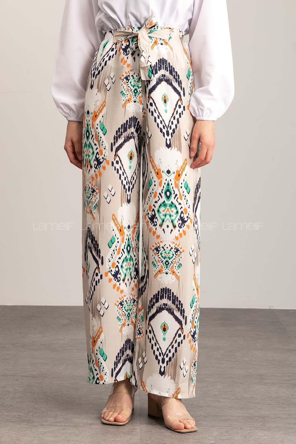 Beige Cotton High Waist Comfortable Pants