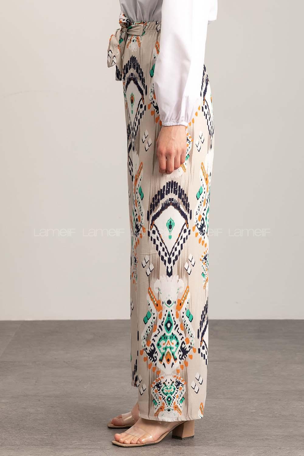 Beige Cotton High Waist Comfortable Pants