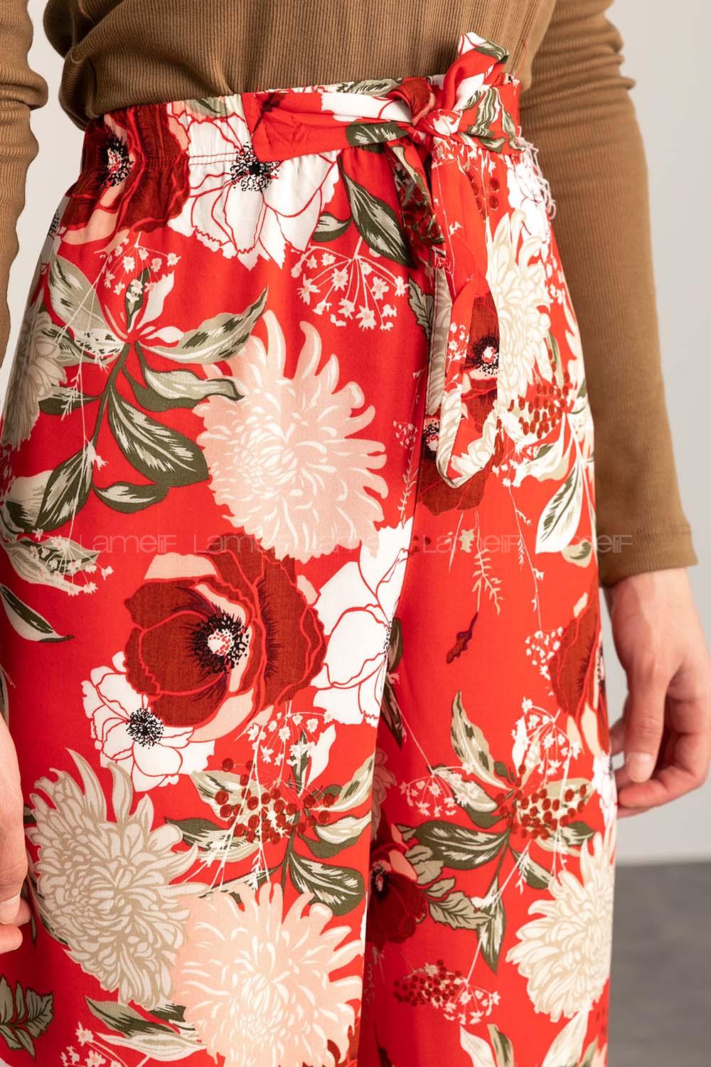 Red Cotton High Waist Comfortable Pants