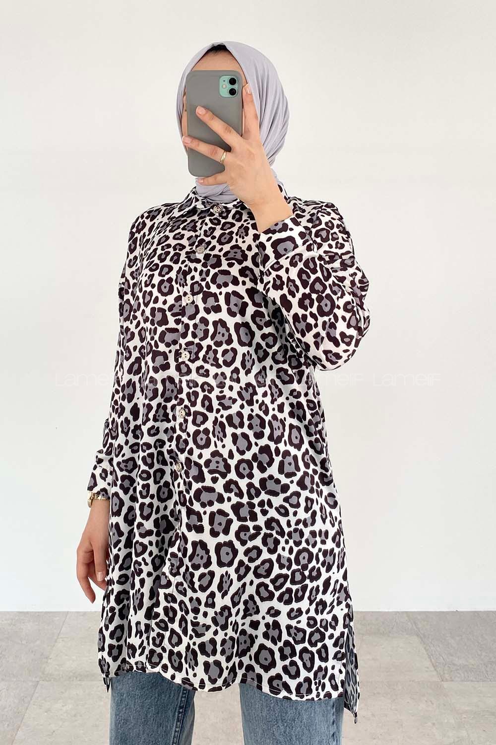 Anthracite Shirt Collar Long Arm Cotton Fabric Printed Shirt