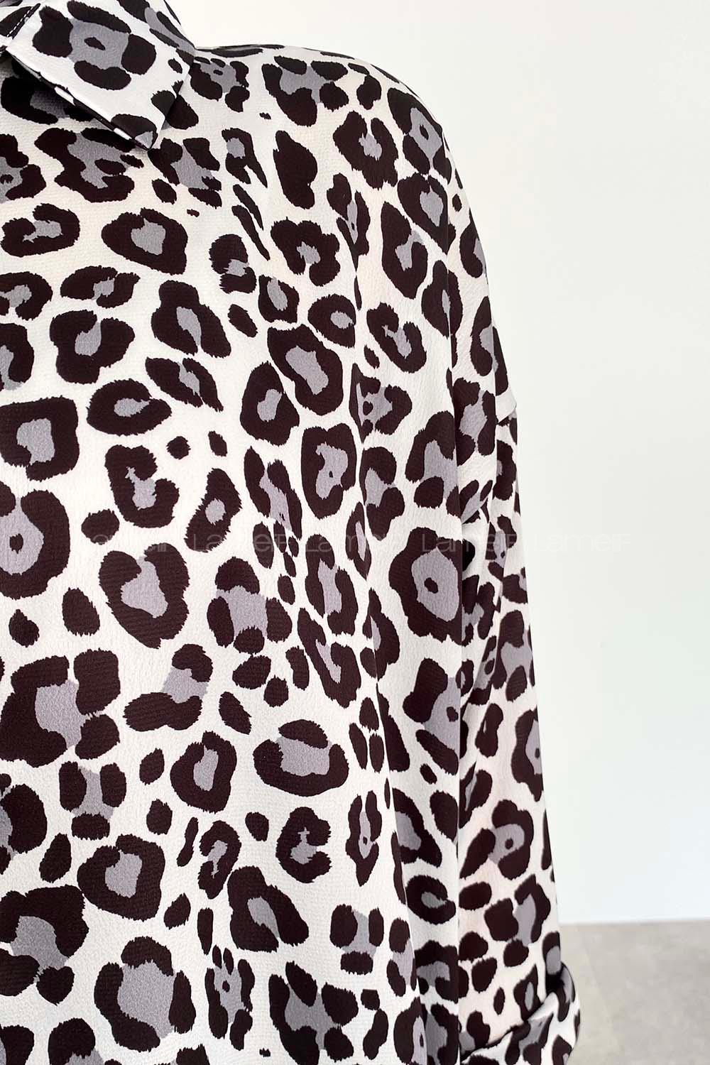 Anthracite Shirt Collar Long Arm Cotton Fabric Printed Shirt