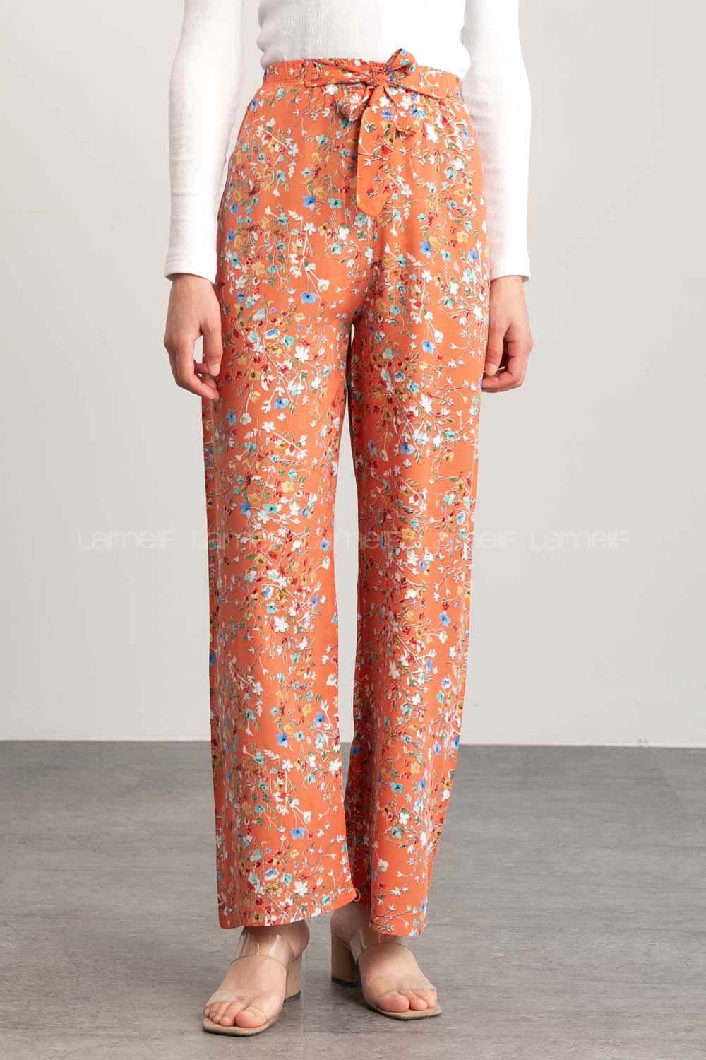 Salmon Cotton High Waist Comfortable Pants
