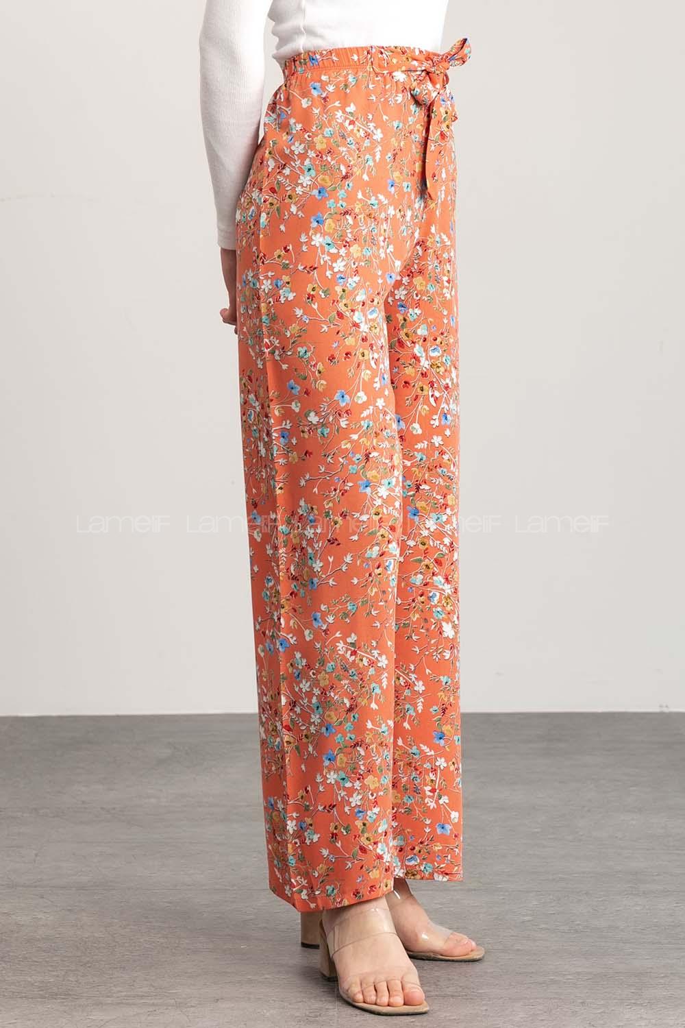 Salmon Cotton High Waist Comfortable Pants