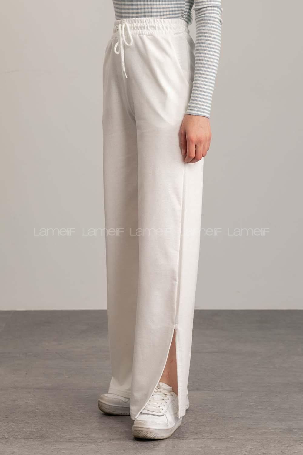 White Regular Trousers High Waist Regular Cut Bottom Tracksuit