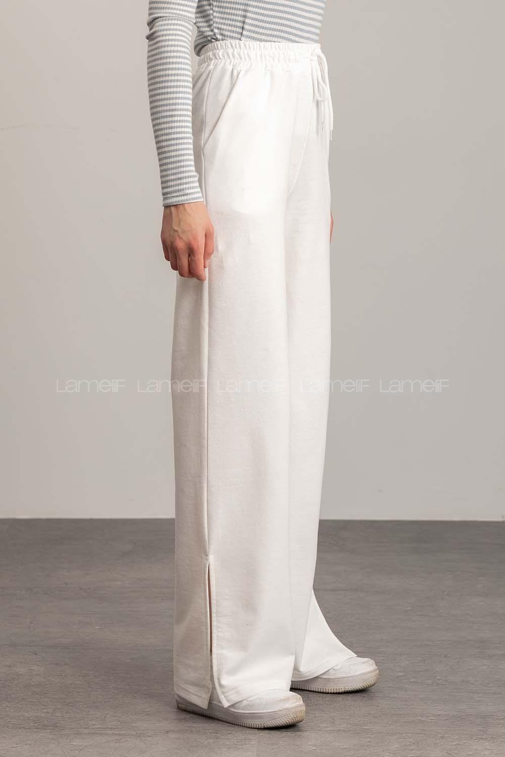 White Regular Trousers High Waist Regular Cut Bottom Tracksuit