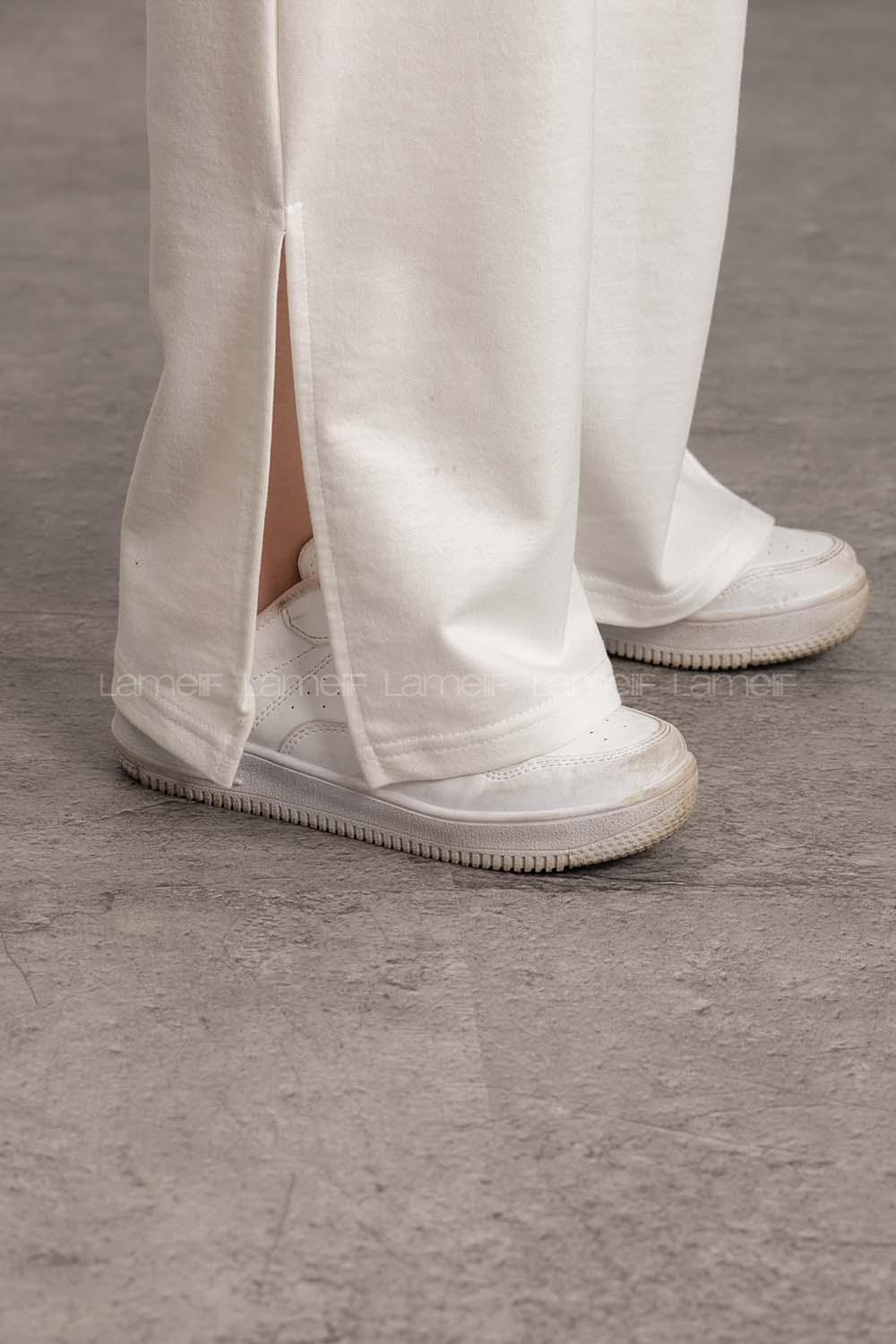 White Regular Trousers High Waist Regular Cut Bottom Tracksuit