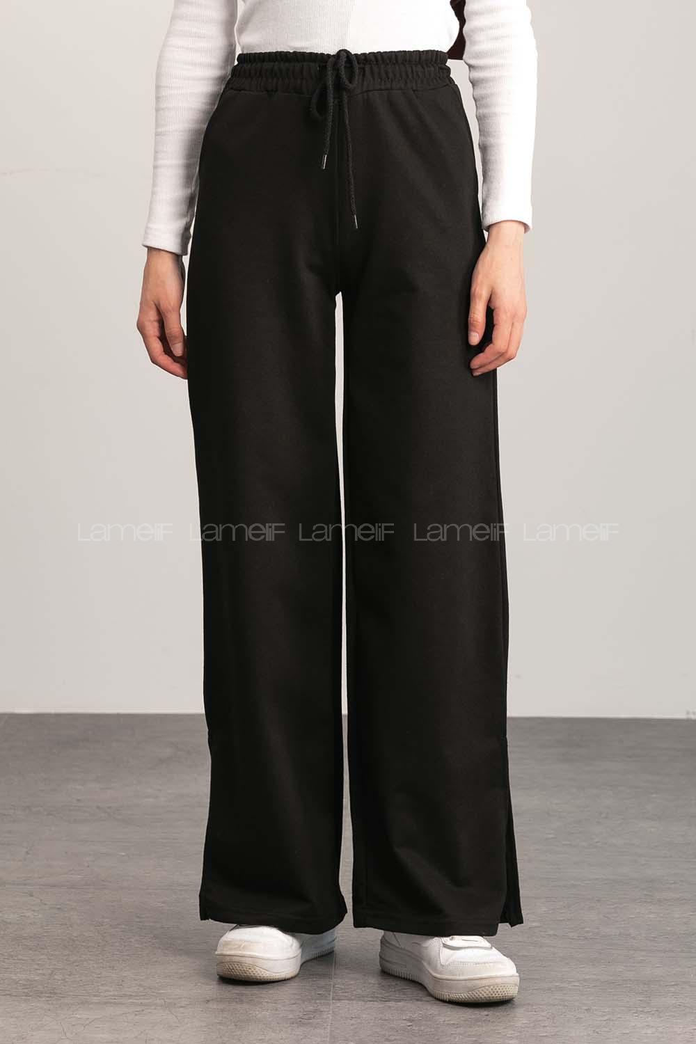 Black Regular Trousers High Waist Regular Cut Bottom Tracksuit